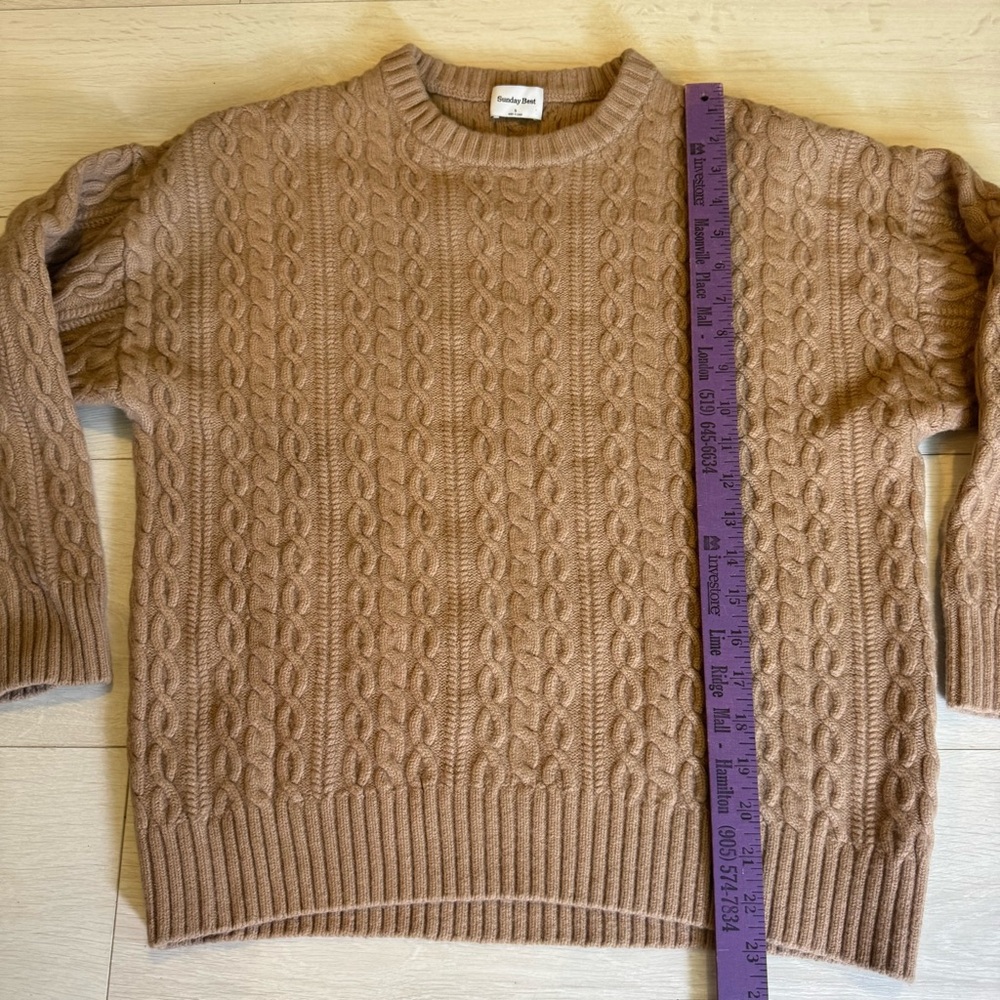 Aritzia Sunday Best Boxy Cable Knit Sweater Wool Blend - Picture 3 of 7